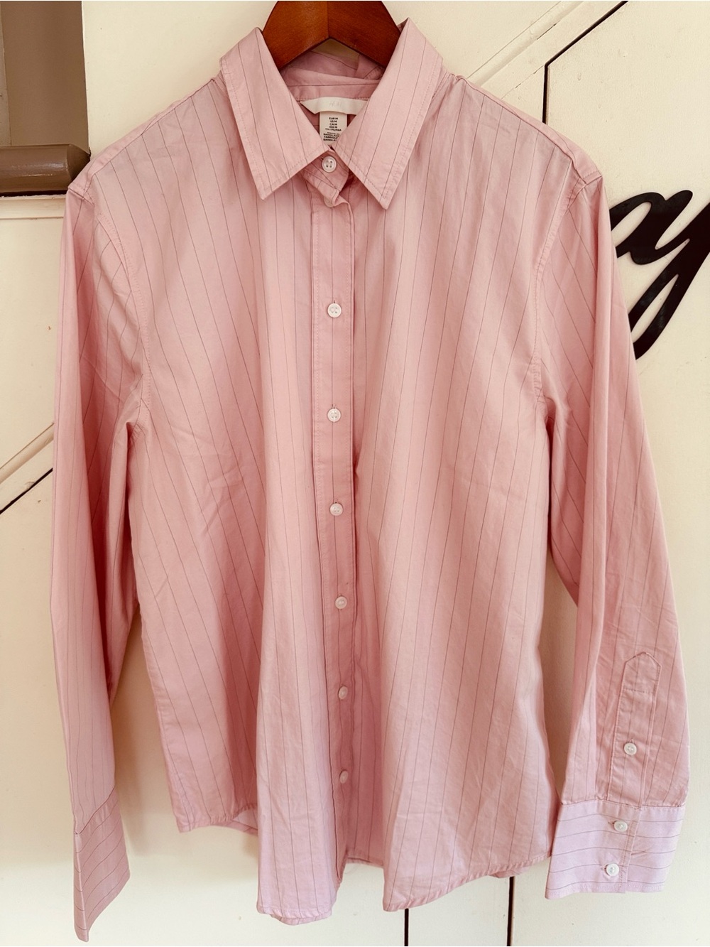 NWT Oversized BLUSH PINK Pinstripe Long-Sleeve Button-Up Shirt menswear styling